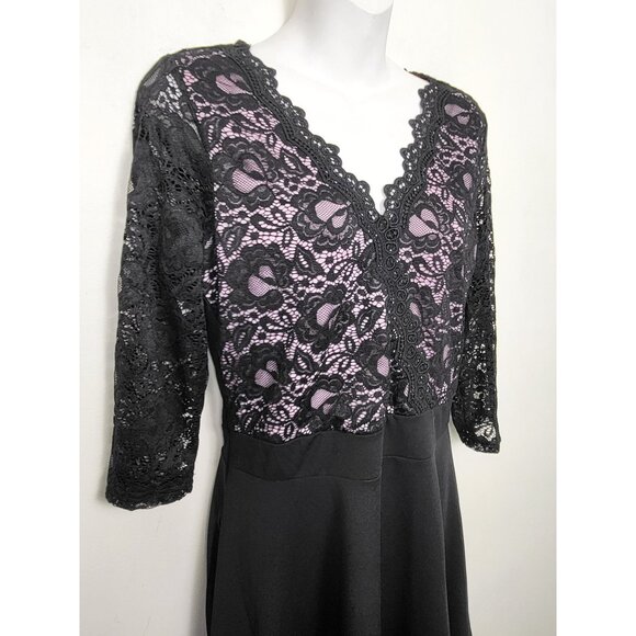 NWT Warehouse One black pink lace dress. MEDIUM - Picture 2 of 4